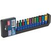 Sealey Multi-color Socket Set 12pc 1/4 sq drive 6pt Walldrive« Metric