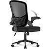naspaluro Sedia Ufficio,Sedie Scrivania Ergonomica Con Braccioli Ribaltabili a 90°,Poltrona Ufficio Ergonomica lombare, Rivestimento in Rete Traspirante, Sedia Girevole a 360° Con Funzione Swing,Nera