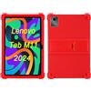 DETUEUA Silicone Cover per Lenovo Tab M11 2024, Tablet Cover con Stand Sutpuorto, Morbido Skin Custodia Antiurto Protettiva Case - Rosso