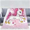 PAAHRYI Coperta unicorno rosa bambini, Cartoon Unicorn ragazze coperta, nuvole arcobaleno cavallo stampa flanella coperta in pile per gli adolescenti regalo (150 x 200 cm, A)