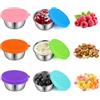 VFANDV 6 Pezzi Contenitore Condimento Insalata con Coperchi, 50 ml Contenitori Piccoli per Alimenti Mini Tazze Salsa in Acciaio Inox con Coperchi per Salsa Condimenti Marmellate Burro di Arachidi