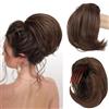 PORSMEER Chignon Finto per Capelli Extension Coda Capelli con Coulisse Pinza Coda di Cavallo dritta corta e disordinata Bun Extension con pettine per Donna Ragazze,marrone
