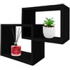 PALUPLUS Mensola da Parete in Legno, Misura 30x9,5x22 cm, 3 Piani d'appoggio, Cubi Sospesi, Ripiani Decorativi da Arredo, per Cucina, Soggiorno, Camera da Letto -7065C (Nero)