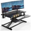PUTORSEN Sit-Stand Scrivania 32'' Convertitore di Scrivania in Piedi con Vassoio per Tastiera, Alzata di scrivania in Piedi con Portabicchieri e Lavagna per Appunti Fino a 15 kg, Nero