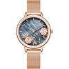 Alienwork Orologio Donna Oro rosa Cinturino in Maglia Metallo Grigio Quadrante Madreperla Elegante