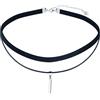 MICMIF Donna Collana Girocollo con Ciondolo a Barra in Argento 925, Collana Choker Nera/A Doppio Strato in Corda di Cuoio Minimalista Girocollo Gioielli Per Le Donne E Ragazze