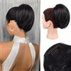 PORSMEER Chignon Finto per Capelli Extension Coda Capelli con Coulisse Pinza Coda di Cavallo dritta corta e disordinata Bun Extension con pettine per Donna Ragazze,nero naturale