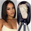 WENYAN Lace Front Bob Wig Human Hair 13X4 Lace Front Wig Straight Bob 12 Inch | 150% Density Brazilian Virgin Wig Human Hair Short Straight Bob Wigs Natural HD Transparent Lace Natural Color