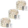 ZQX Catena di luci a batteria, 3 pezzi, 10 m, 100 LED, con timer, 8 modalità fai da te, con telecomando, per feste, matrimoni, Natale, decorazione per interni ed esterni, colore bianco freddo
