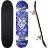 CLYCTIP Skateboard completo con 7 strati di acero, tavola standard per ragazzi, ragazze, adolescenti, adulti e principianti, 78,7 cm x 20,3 cm, Blu