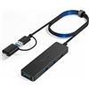 Aceele Hub USB C/A con Cavo di Prolunga Lungo 120cm, Sdoppiatore USB Ultra Sottile Hub Dati USB 3.0 a 4 Porte, Espansore Multiporta USB Per MacBook Air/Pro, iMac, PS5, unità flash