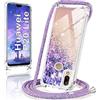 ToDo eu Custodia per cellulare con sabbia liquida e glitter con Huawei P20 Lite Liquid Cover - Catena per cellulare con cordino - Telefono cellulare/cordoncino/collare