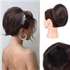 PORSMEER Chignon Finto per Capelli Extension Coda Capelli con Coulisse Pinza Coda di Cavallo dritta corta e disordinata Bun Extension con pettine per Donna Ragazze,marrone scuro
