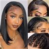 WENYAN Lace Front Bob Wig Human Hair 13X4 Lace Front 150% Density Brazilian Virgin Wig Human Hair Short Straight Natural HD Transparent Natural Color 8 Inch