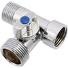 AERZETIX - Valvola a 3 Vie in Ottone con Finitura Nichelata - 1/2x1/2x3/4 - Raccordo Rubinetto Acqua Sanitaria per Lavello Bagno Cucina