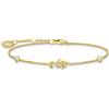 Thomas Sabo Bracciale da donna con cavalluccio marino, in argento sterling 925, placcato oro giallo 750, A2061-414-14, 19.00 cm, Argento sterling, Zirconia cubica