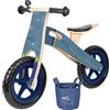 Small foot 11614 Biciclettina Blu Aereo di carta, in legno, i con sedile regolabile e pneumatici gommati