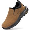 FitVille Scarpe da Escursionismo Uomo Senza Lacci: Scarpe da Camminata Uomo Pianta Larga - Trekking Antiscivolo Casual Outdoor Slip-on Sneakers Marrone 49 EU Larga