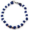 Spadarella Gioielli VLNET ® | Bracciale Spadarella Unisex | Argento 925 + Cotone Nautico Blu Acceso | Cubi Diametro 6 mm | Fatto a Mano in Italia | Lunghezza 19 cm