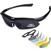 LumiSyne Occhiali Sportivi da Sole Polarizzati Occhiali da ciclismo con 5 Lenti Intercambiabili Telaio leggera Uomo e Donna Occhiali Antivento Anti-UV con cinturino occhiali per MTB Bici Moto Trekking
