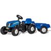 Rolly Toys Trattore a Pedali Kid New Holland T 7550 con Rimorchio, 013074