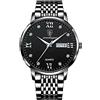 RORIOS Orologio Uomo Analogico al Quarzo Orologio Luminoso Calendario Orologio con Cinturino in Acciaio Inox Diamanti Orologio da Polso per Uomo Nero