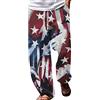 BOTCAM Uomo Bandiera Americana Pantaloni Patriottici Uomo 4 luglio Hippie harem Pantaloni Baggy Boho Yoga Pantaloni casual con cavallo profondo Fit Jean, Colore: rosso, L