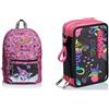 Seven Zaino Outsize Starry Rainbow, Zaino Unisex - Rosa (rosa), Taglia unica & Iridescent, Astuccio 3 Scomparti, Astuccio Scuola 3 ZIP, Completo di Matite, Penne Unisex - Nero, Taglia Unica