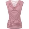 Zeagoo Elegante top da donna, pieghevole, senza maniche, con scollo a V, tunica elasticizzata, S-XXL, Nero , S