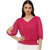 GRACE KARIN Camicetta Elegante Chiffon Donna Top A Maniche A 3/4 Top A Maniche Corte Scollo a V Camicia Casual 2XL Rosa