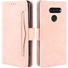 HualuBro Cover per LG K50S, Flip Cover a Libro in Premium PU Pelle Magnetica Antiurto Case Portafoglio Custodia per LG K50S Cover - Rosa