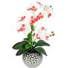 Flair Flower Fiori artificiali, orchidea artificiale, 40 cm, con foglie in vaso, orchidea artificiale, phalaenopsis come veri rami di orchidee, pianta artificiale, decorazione per matrimoni, fiori di seta,