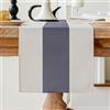 Vorysum Runner Tavolo Moderno Poliestere Impermeabile Tovaglia Antimacchia Runner Effetto Lino Lavabile Decorazione Tavolo da Pranzo Sala da Pranzo, Feste, Festival Matrimoni (Grigio, 33x183cm )