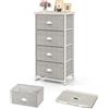 KOMFOTTEU Cassettiera in Tessuto Con Piano in Legno e Telaio in Metallo - 4 Cassetti per Camera da Letto, Corridoio, Soggiorno, Bagno - Grigio