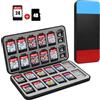 Skycase Game Card - Scatola portaoggetti per Switch Game Card, con 24 scomparti per carte di gioco, portatile, per Switch OLED Game Card, custodia rigida, fodera in silicone, nero + blu + rosso