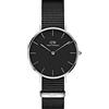 Daniel Wellington Petite Cornwall Orologio Donna, 32mm, in NATO, Nero/Argento