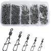 Realure 100/200 Pezzi Mulinelli da Pesca con Moschettone, in Acciaio Inox, per Pesca alla Trota, a Carabino Vertebrale, per Esche da Pesce, Accessori da Pesca, Girelle, 5 Dimensioni 4# 6# 8# 10# 12#