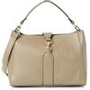 CARNEA Schultertasche aus Leder, Borsa a Tracolla Donna, Beige, Taglia Unica