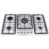 Jolre Piastra di cottura a gas a 4/5 fuochi in acciaio inossidabile, da incasso, compatibile con propano e gas naturale, vetroceramica, per cucina, caravan, campeggio (86 x 50 cm)