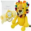 cometrade Set regalo per neonati, 4 pezzi, a tema leone, 28 cm, sonaglio per neonati da 12 cm, asciugamano da bagno e sacchetto, realizzato a mano, per ragazzi e ragazze, con confezione regalo, per