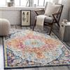 Livabliss Aflou Vintage - Tappeto per soggiorno 160x216 cm, corridoio, cucina - design bohémien tradizionale multicolore, Easy Care - grande stile bohémien, arancione, blu navy, acqua e blu