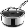 HexClad Casseruola ibrida antiaderente da 3 litri con coperchio in vetro temperato, manico che mantiene il freddo, lavabile in lavastoviglie, adatta al forno fino a 480 °C, adatta a induzione