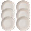 DOWAN Piatti Piani, Φ26.7cm Piatti da Insalata in Ceramica, Piatti Piani in Rilievo per Cucina, Pasta, Bistecche, Sushi, Utilizzabili nel Microonde e Forno, Regalo | Set di 6, Vintage Bianco
