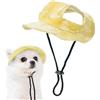 Generisch Cappello a secchiello per gatti, cappelli da sole per cani di piccola taglia - Visiera cucciolo - Cappello da pesca estivo con fori per le orecchie, cappello da visiera regolabile con tesa larga,