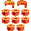 YWTESCH 10 Pezzi Filo Tagliabordi Bobine Adatto per Worx Tagliabordi,Ø1.65mm e 3.0m Lunghezza WA0004.1/WA0010 Sostituzione Rocchetto Filo Tagliabordi(8 Bobine Tagliaerba,2 Copertura Bobina)