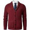 ZHILI Maglione Cardigan Collo Scialle Uomo Maglione Slim Fit Cavo Maglia Pulsante Up Maglione In Lana Merino, Albicocca, XS