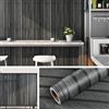 Livelynine Carta da Parati Adesiva Muro Legno 3D 40CMx10M Carta Parati Adesiva Muro Nera Effetto Legno Listelli Camera da Letto Bagno Pellicola Adesivi Legni Nero Rivestimento Adesivo per Mobili