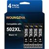 OG Teng 4 nero 502XL Cartucce di inchiostro per Epson 502 XL Compatibile con Epson Expression Home XP-5100 XP-5105, Workforce WF-2860DWF WF-2865DWF WF-2860 WF-2865