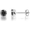 inSCINTILLE Lucciole Orecchini Punto Luce in Argento 925 Rodiato con Zirconia Cubica (Nero, 0.70 cm)