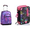Seven Trolley Scuola, Flying Dreams, Lilla, 2in 1 con Spallacci Uso Zaino con Cross-Over System & Iridescent, Astuccio 3 Scomparti, Astuccio Scuola 3 ZIP, Nero, Taglia Unica, Nero